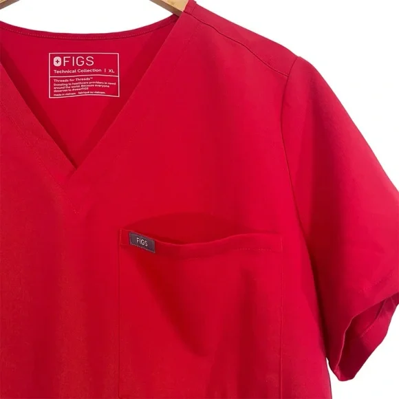 FIGS Red Scrub Set Catarina Top and Straight Leg Pants XL/XL Tall Womens - Picture 5 of 15